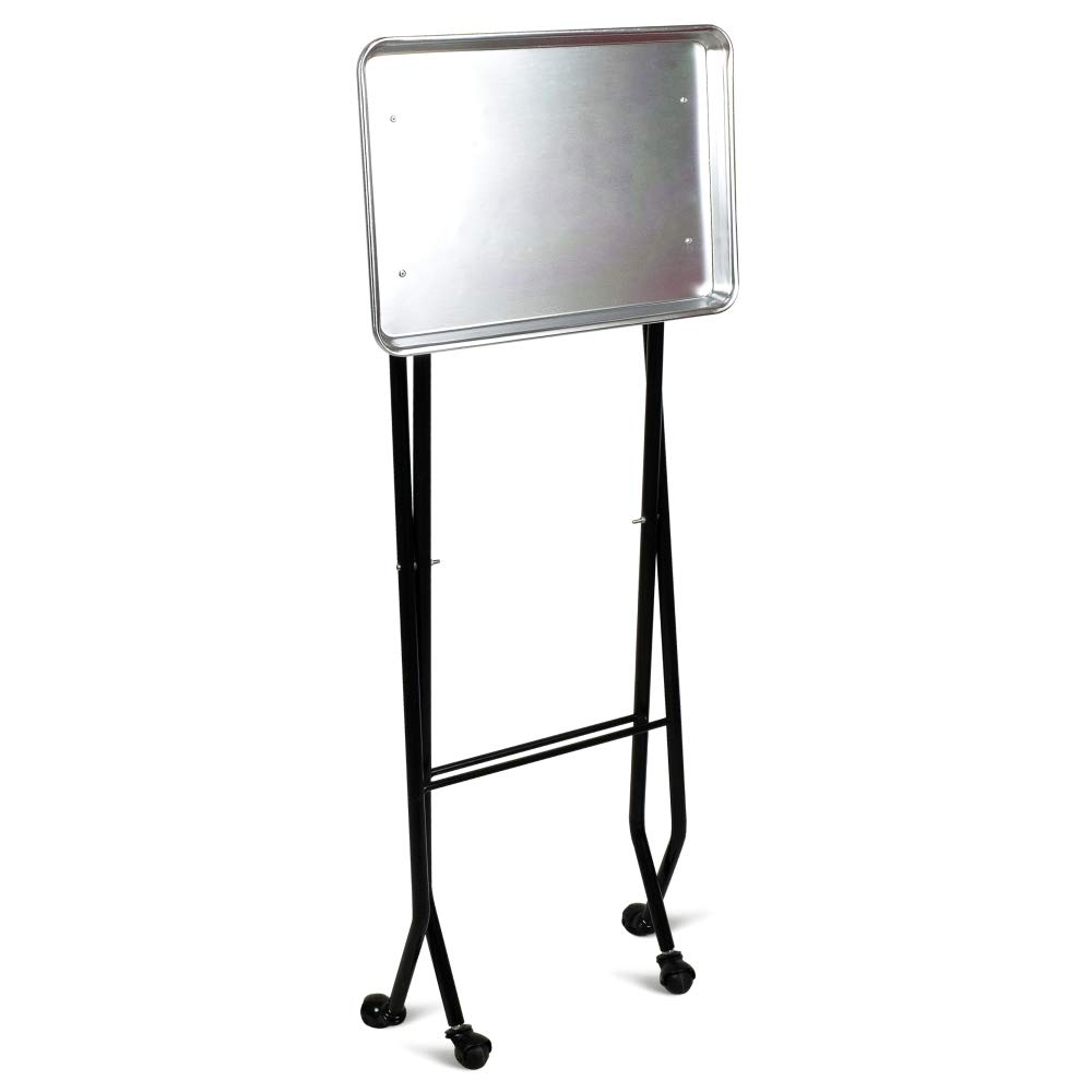 Aluminum Foldaway Folding Service Tray on Wheels-Silver: Kitchen & Dining