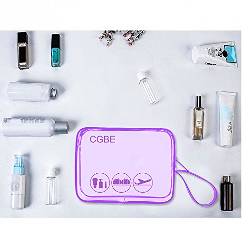 TSA-Approved Clear Travel Toiletry Bag, CGBE Airline Kit 3-1-1 Liquids Toiletries & Cosmetics Packing Organizer Carry-On Luggage Pouch with handle for Women and Men (3 Pack Purple ) - Thumbnail 4