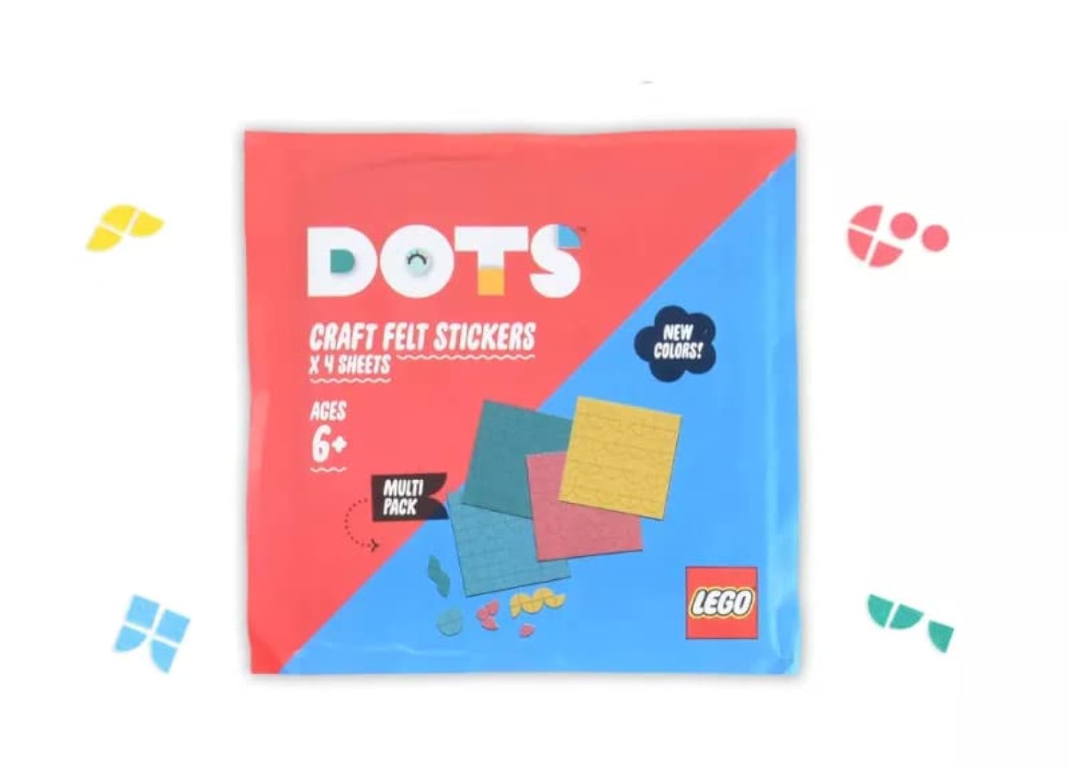 LEGO DOTS Craft Felt Stickers 4 Pack 6+ Multipack Blue Pink Yellow Fun Crafting Gift