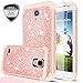 LeYi S4 Case with Tempered Glass Screen Protector [2 Pack] for Girls Women, Glitter Bling [PC Silicone ] Hybrid Heavy Duty Protective Phone Case for S4 TP Rose Gold