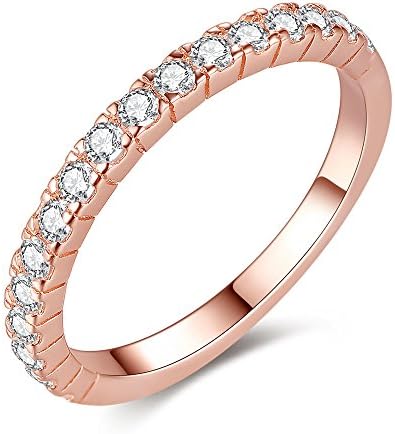 Stackable Eternity Rose Gold Color 925 Sterling Silver Ring Love Wedding Jewelry With CZ (8)