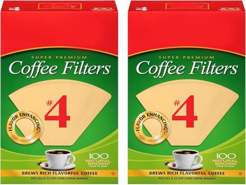 Generic Coffee Filters #4, Natural Brown, 2 Pack of 100 Filters, TRTA11