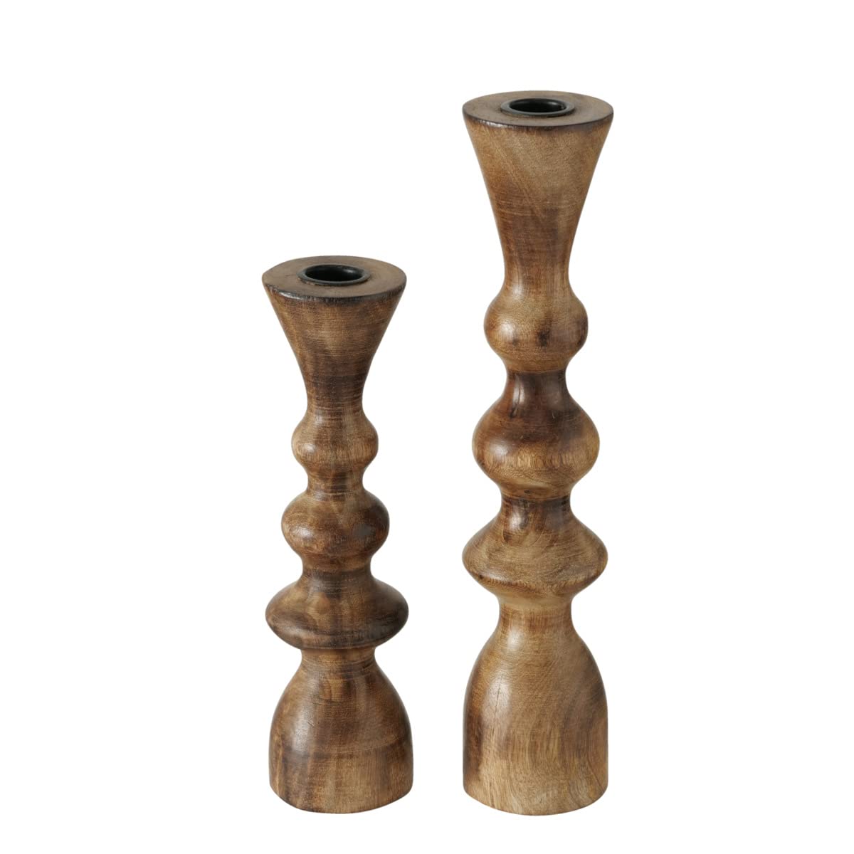 Boltze Casconda 2008576 Set of 2 Wooden Candle Holders Stylish Design Dining Table Dresser Decoration Boho Style