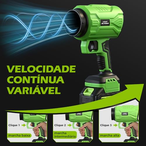 YARUIKE Soprador de folhas sem fio, soprador de folhas portátil com 2 baterias de 4,0 Ah, sopradores de folhas leves para limpeza de pátios, cuidados com o gramado, folhas, poeira