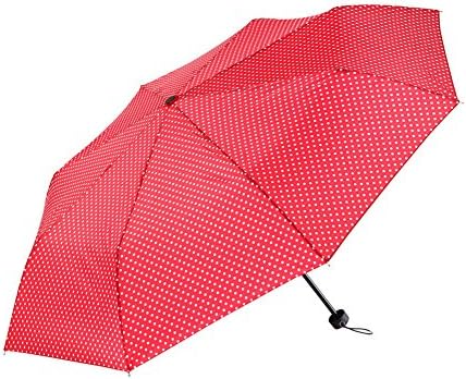 Ayygift Fashion Travel Folding Parasol Polka Dot Rain Sun Umbrella (red)