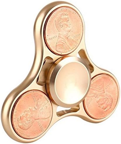 HYRIX Gold Fidget Spinner Metal Alloy! Hand spin it 3-5 minutes, US cents Coins Tri Spinner Stress Reducer Perfect ForADD, ADHD, Anxiety and Autism Adult Children Finger Spinning top Toys