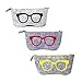 3 Pack Eyeglass Case Pouch, Polersun Portable Soft Felt Sunglasses Case Zipper Ultra Light Glasses Makeup Storage Pouch (Black+Yellow+Pink)