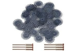 KUOFUCO 30Pcs 1 inch Bristle Disc Kit with 3Pcs 2.35mm / 3mm Shank Mandrels for Rotary Tools,25mm Detail Abrasive Wheel Radial Bristle Buffing Wheel for Jewelry Wood Metal Polishing 120 Grit