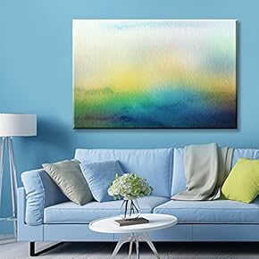 Canvas Wall Art - Watercolor Painting Style Abstract Seascape - Giclee Print Gallery Wrap Modern Home Art Ready to Hang - 12x18 inches