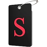 Gostwo 2 Pack Luggage Tags for Suitcases, 26 Initial Letter Travel Luggage Baggage Identification Labels ID Tag Fully Bendable Tags with Stainless Steel Loop (Black) (Letter S)