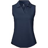 BGOWATU Women's Sleeveless Golf Polo Shirts Collared V Neck Tennis Tank Tops UPF 50+ Quick Dry Lightweight