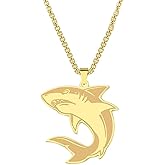 Shark Necklace Stainless Steel Shark Pendant Necklace Sea Fish Animal Great White Shark Necklace for Men Women Jewelry Gifts