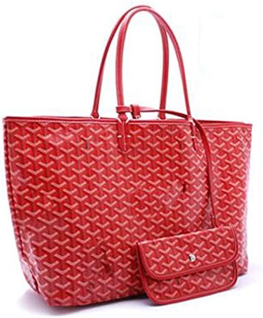 Tolera Women PU Shopping Tote Bag with Coin Pouch (Red)