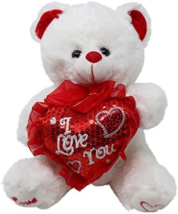 Valentine's Day Stuffed Plush Animal | Perfect Gift Idea for Him or Her | Teddy Bear and Rose Petals