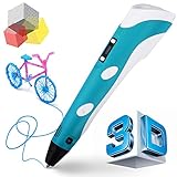 Motoraux Number II 3D Printing Pen with LCD Screen，3D Pen Bring Your Art Ideas To Reality With User Friendly Functions (blue)