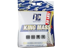 Ronnie Coleman Signature Series King Mass XL Mass Gainer Protein Powder, Muscle Gainer, 60g Protein, 180g Carbohydrates, 1,000+ Calories, Creatine and Glutamine, Vanilla Ice Cream, 20 Pound