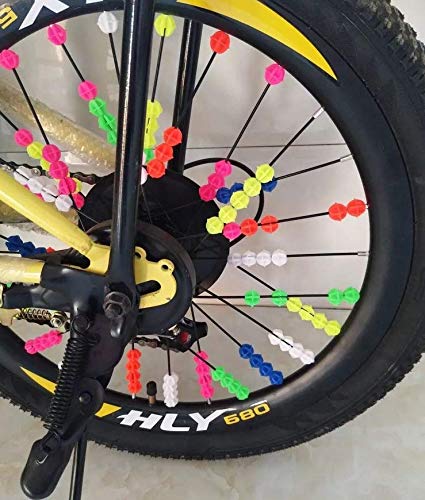 Happyupcity 1Bag of 36PCS Random Color Plastic Bicycle Spoke Beads Bike Tire Decorations Ornament Wheel Line Beads Small Bicycle Accessories for Wheelbarrow Children Kids Bicycle - Thumbnail 3