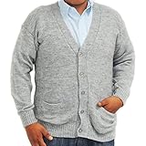 Cardigan Golf Sweater Alpaca Vneck Buttons and Pockets SILVER GREY made in PERU