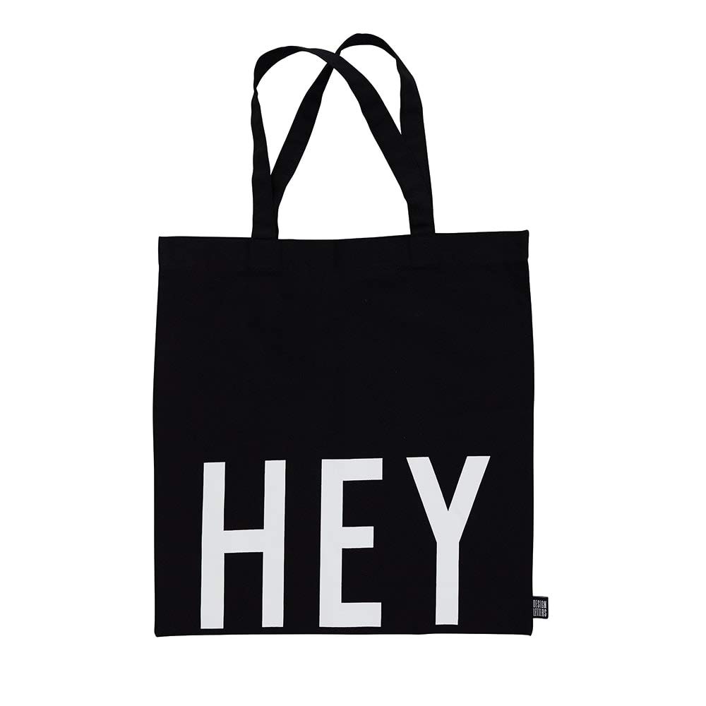 Design Letters Favourite Tote Bag Hey Black - 100% Organic Cotton Shoulder Bag for Women, Oeko-tex Certified, Reusable Tote Shopper Bag for Women Available in Fashionable Colors