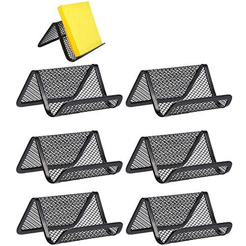 FOGAWA 6 Pcs Metal Mesh Business Card Holder Stand Black Office Desk Business Card Holder Display Cool Office Collection Organizer for Name Card