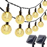 Lyhope Solar Outdoor String Lights, 20 ft 30 LED Crystal Ball Waterproof Solar Powered Globe Christmas Lights for Garden Patio Holiday Party Decorations (Warm White,2 Pack)