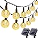 Lyhope Solar Outdoor String Lights, 20 ft 30 LED Crystal Ball Waterproof Solar Powered Globe Christmas Lights for Garden Patio Holiday Party Decorations (Warm White,2 Pack)