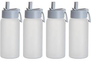 PYD Life Sublimation Glass Sports Water Bottles Blanks Frosted Glass Tumbler Cups 25 OZ Wide Mouth Flask with Straw and Portable Lid for Cricut Mug Press Tumbler Heat Press 4 Pack