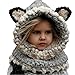 Tirrito HEEMAA-Winter Kids Warm Fox Animal Hats Knitted Coif Hood Scarf Beanies for Autumn Winter (Gray)