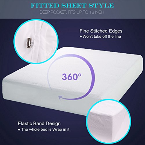 image for IB SOUND Queen Mattress Protector, Waterproof Quilted Mattress Pad Cov
