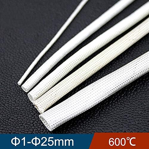 NAHASU Cable Sleeves | 1mm 2mm 3mm Diameter 600 Deg High Temperature Braided Soft Chemical Fiber Tubing Insulation Cable Sleeving Fiberglass Tube
