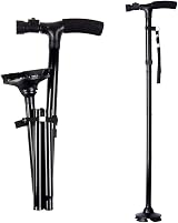 RUNZI Folding Cane with LED Light Adjustable Quad Base 53-25 In Titanium view 2