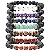 Top Plaza 7 Chakra Healing Bracelet with Real Stones, Lava Diffuser, Mala Meditation Mens Womens Religious Stretch Bracelets - Protection, Energy, Healing, Aromatherapy(7 Chakras Set)