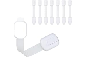 CUTESAFETY - Child Safety Cabinet Locks (8 Pack) – Adjustable Baby Proofing Strap Latches with Strong 3M Adhesive – No Drill Childproof Locks for Drawers, Cabinets, Fridge, Door, Closet, White