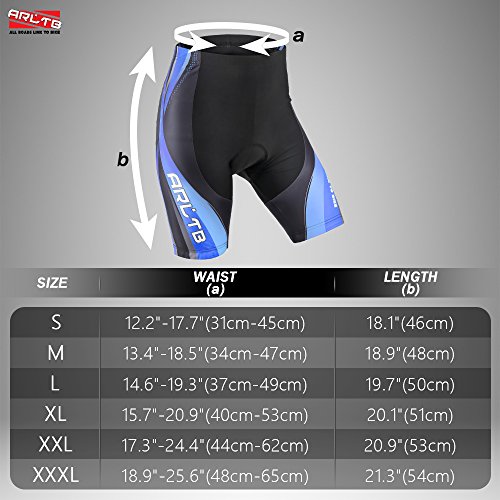 Arltb Bike Shorts 5 Sizes Men & Women Gel Padded Cycling Bicycle Compression Cycle Touring Shorts Tights Underwear Pants Elastic Breathable for Mountain (Blue, L)
