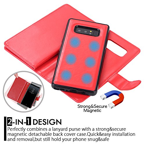 image for Galaxy Note 8 Case, Note 8 wallet Case with Detachable Slim Case,9 Car