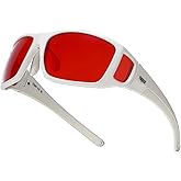 TIJN Sonia Sleep Glasses for Blue & Green Light Blocking,Red Lens with Dual AR Coating,Wraparound Frame for Gaming Screen