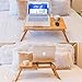 Laptop Desk Tray,Breakfast Serving Bed Tray, Computer, Notebook, Ipad, Book Holder & Stand, Adjustable & Foldable with Flip Top and Drawer, 100% Bamboo – by Ybj-akethumb 2