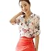 Aro Lora Women's Chiffon Flower Long Sleeve Summer Casual Shirt Loose Blouse