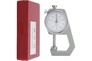 JOYZAN Dial Thickness Gauge, Portable Measuring Thickness Tester Accuracy Metal Flat Pointed Head Meter Precise Round Reading Indicator Tool 0 to 20mm Jewelry Leather Board Cloth Sheet Paper Film Wire 0.1mm