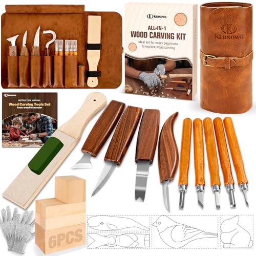 Wood Carving Kit, 24Pcs Wood Carving Tools with Storage Bag, Wood Whittling