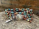 Beaded Leather Wrap Bracelet Womens Wrap