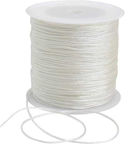 TONIFUL 1mm Nylon Cord Satin String 100 Yards White Jewelry Beading Thread