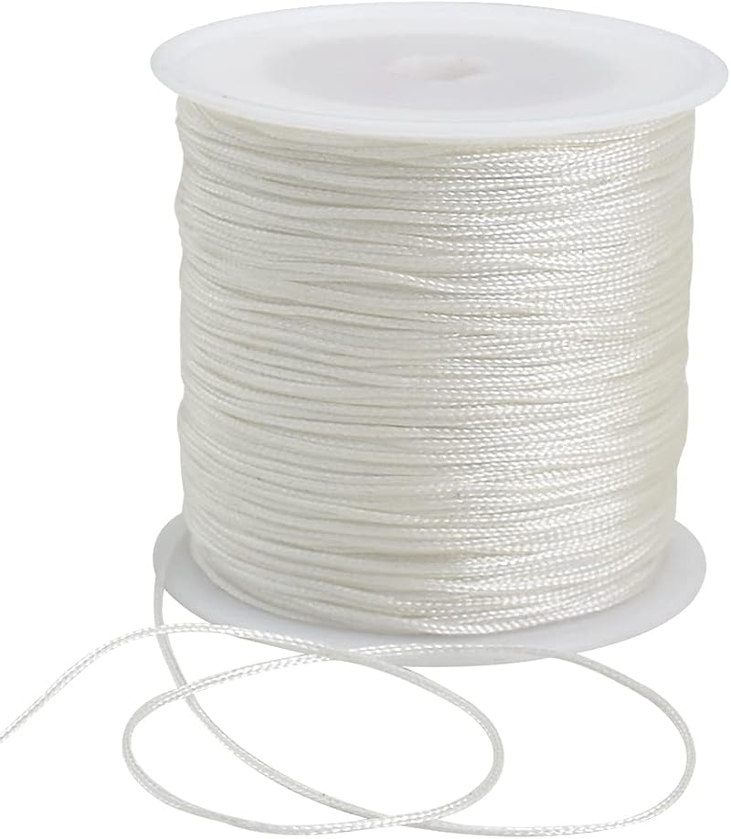 TONIFUL 1mm Nylon Cord Satin String 100 Yards White Jewelry Beading Thread