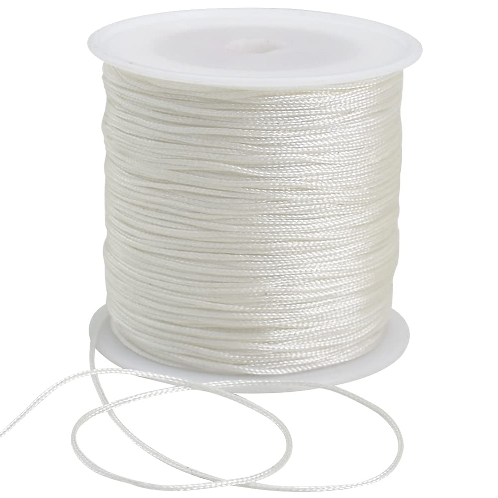 Photo 1 of TONIFUL 1mm x 100 Yards White Nylon Cord Satin String for Bracelet Jewelry Making Rattail Macrame Trim Cord Necklace Bulk Beading Thread Kumihimo Chinese Knot Craft