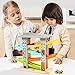 Aitey Toddler Car Toys for 1 2 Year Old, 4 Mini Cars Wooden Race Track Car Ramp Racer Game for Boy and Girl Gifts