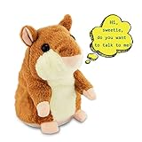 Talking Hamster Repeats What You Say Plush Interactive Toys Electronic Hamster Mouse for Kids Birthday Christmas Gift (Brown)