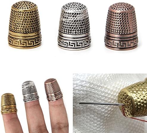 YAMATE Metal Thimble Finger Protector Finger Metal Shield Protector Pin Needles Sewing Quilting Craft Accessories DIY Sewing Tools (Silver)