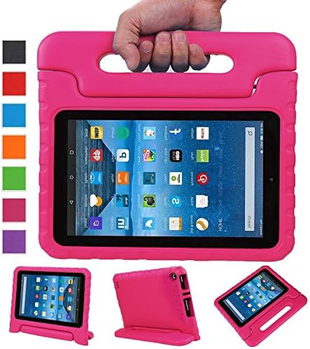 Fire 7 case, Fire 7 2015 case, Husidy Kids Shock Proof Convertible Handle Light Weight Super Protective Stand Cover for Amazon Fire Tablet (7 inch Display, 2015 Release Only), ROSE