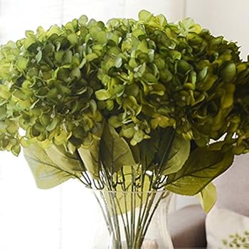 Youngman 5 Heads Hydrangea Beautiful Artificial Flower Bunch Bouquet Home Wedding Decor (Green)