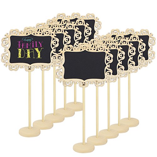Meetory 10X Mini Rectangle Chalkboards Decorative Border with Stand for Message Board Signs, Weddings and Parties
